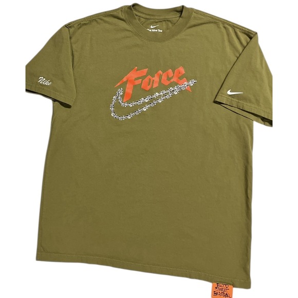 Nike Swoosh Force Basketball T-Shirt Medium Green Orange Loose Fit Blood Sweat - Picture 3 of 7